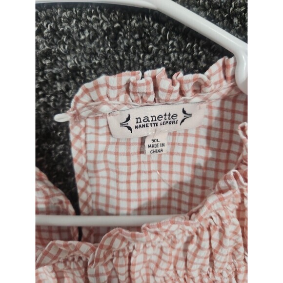 Nanette Lepore Women's Pink Neck Sleeveless Blouse Tank Check Gingham Size XL - Picture 2 of 9